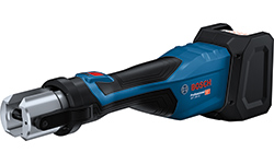 青いボッシュプロフェッショナルのコードレス工具が白い背景の上に置かれています。