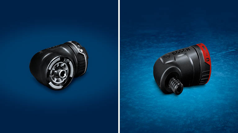 青い背景にある2つのボッシュプロフェッショナルツールアタッチメント。