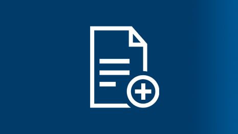 青い背景にプラス記号が付いた白い文書アイコン。