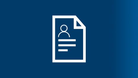 青い背景の応募のシンボル、人物とテキスト付き。