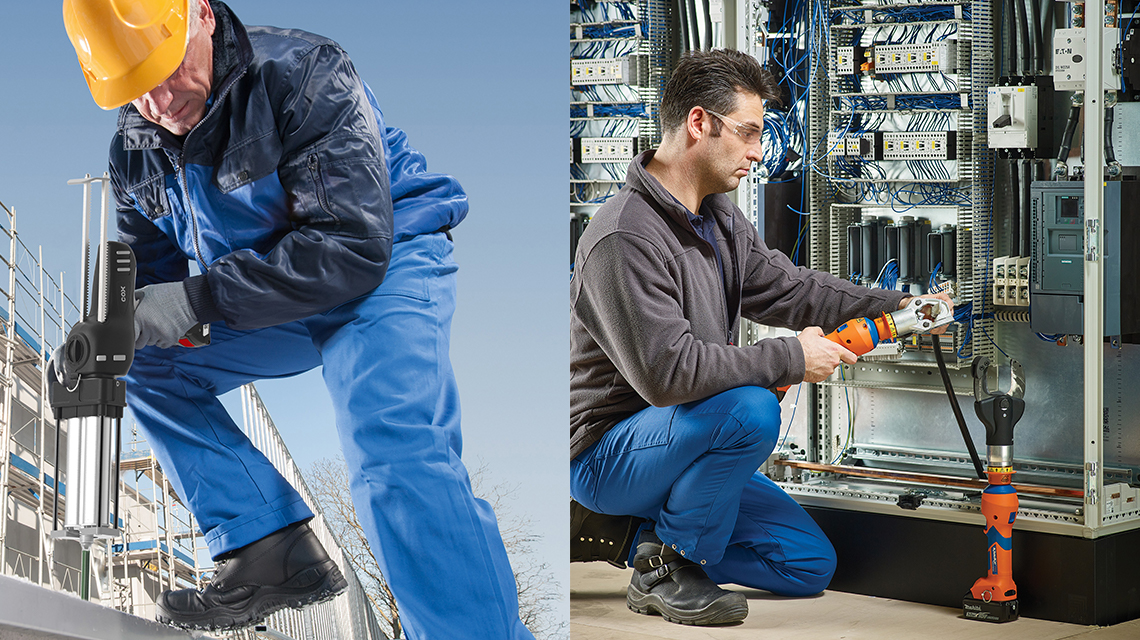 2人の職人が建設現場と作業場でボッシュプロフェッショナルツールを使用しています。