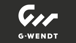 黒い背景に白いG-Wendtのロゴ。