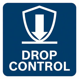 白い矢印と「DROP CONTROL」という文字が書かれた青い標識。